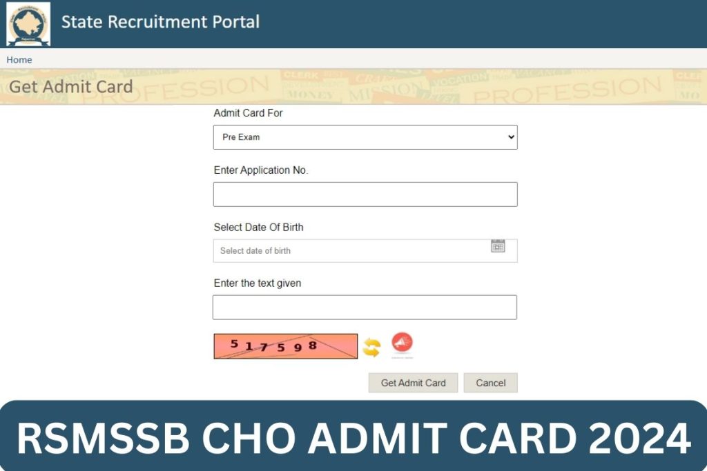 RSMSSB CHO Admit Card 2024