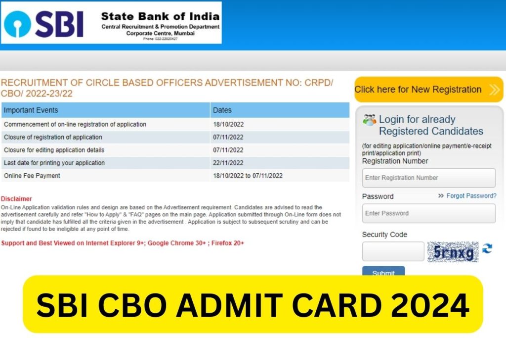 SBI CBO Admit Card 2024, Circle Based Officer Exam Date