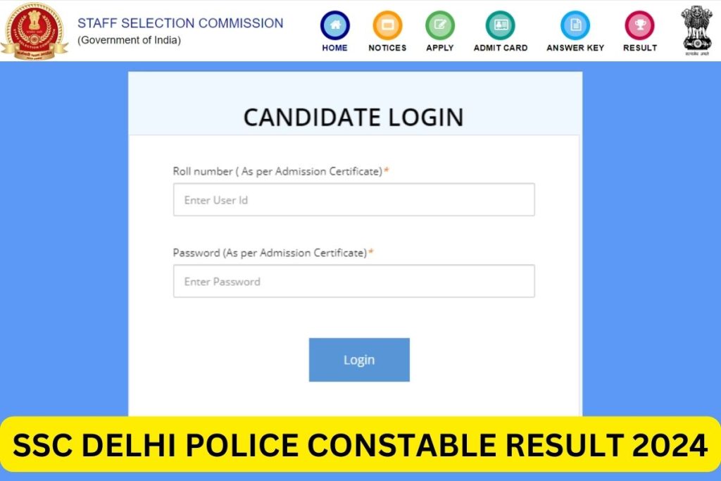 एसएससी दिल्ली पुलिस कांस्टेबल परिणाम 2024