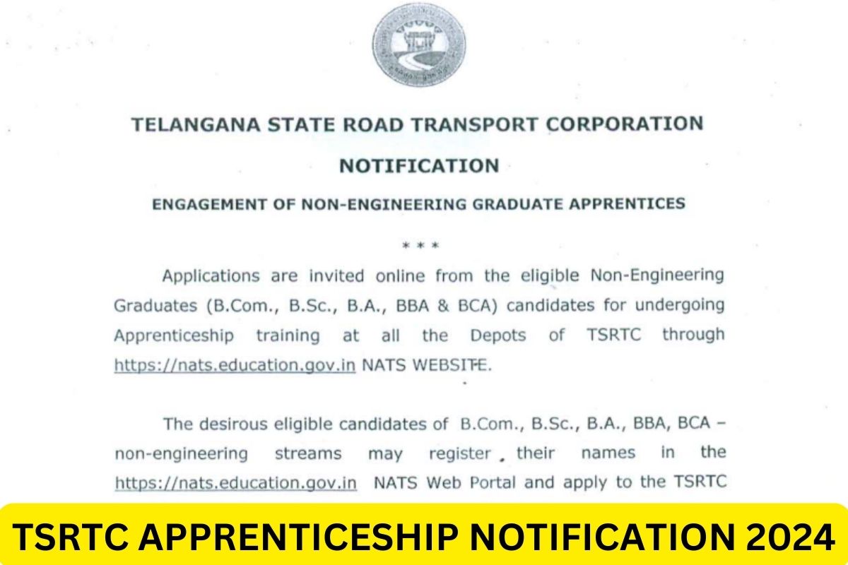 TSRTC Apprenticeship Notification 2024 - Recruitment, Apply Online