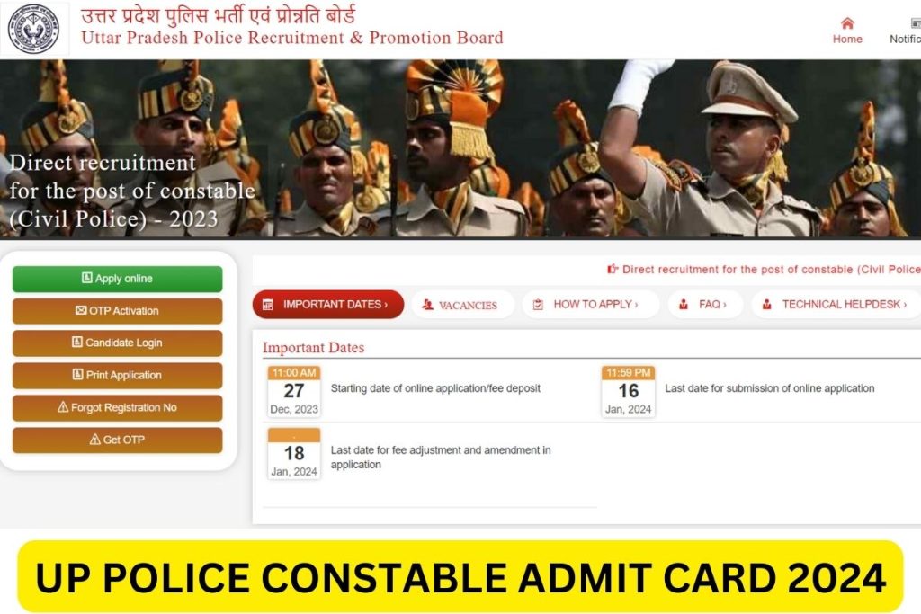 UP Police Constable Admit Card 2024, Exam Date