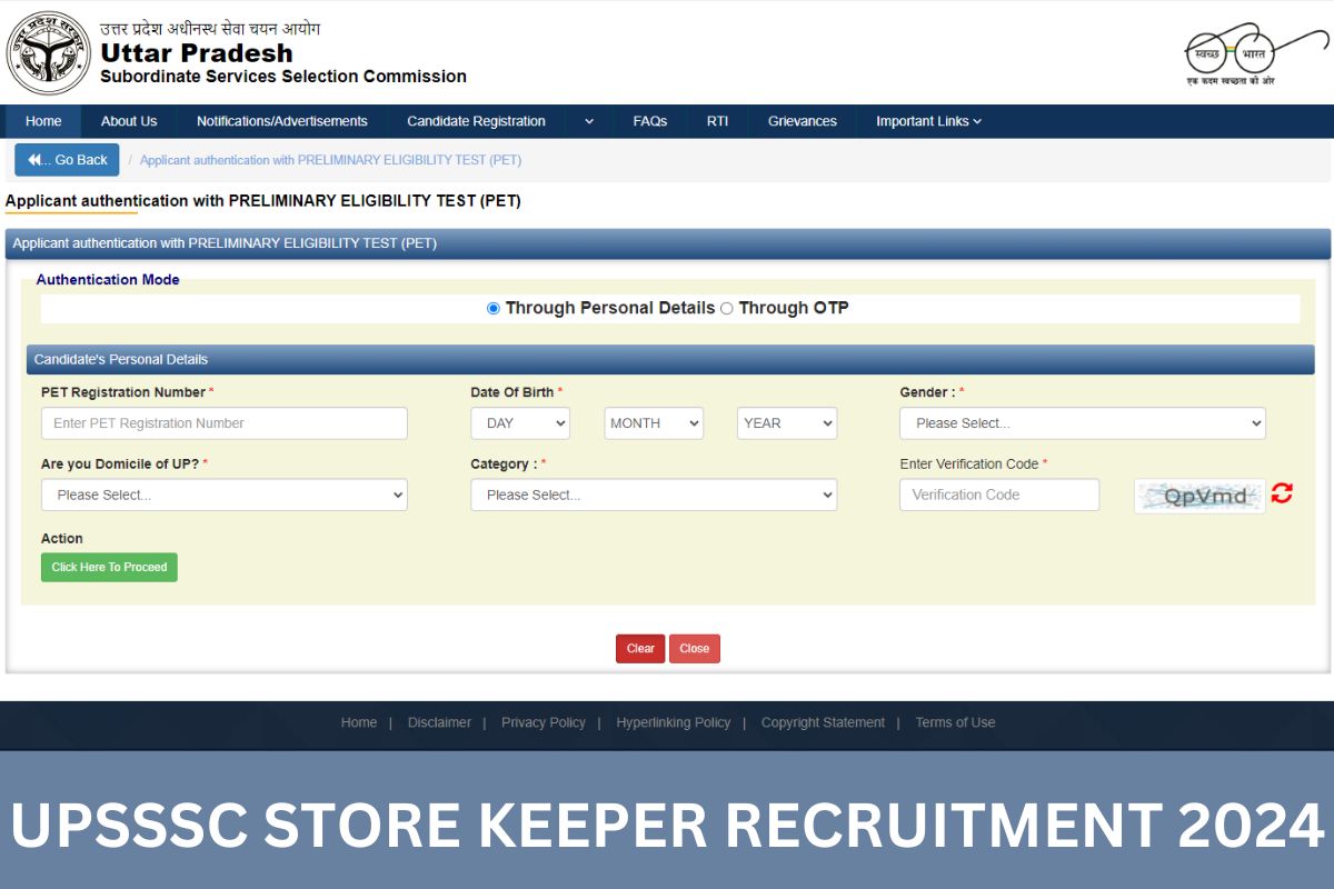 UPSSSC Store Keeper Recruitment 2024
